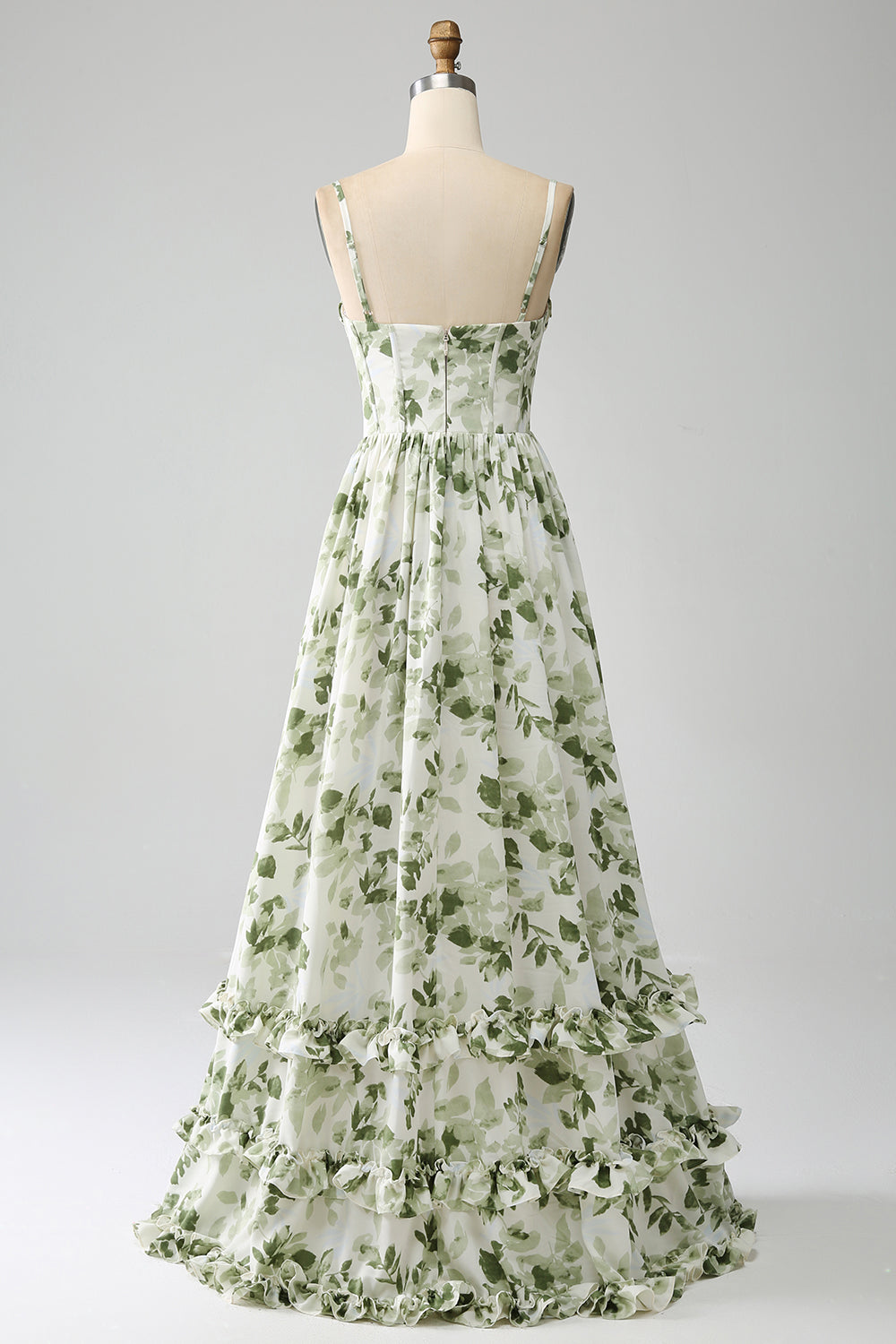 Wedtrend Women Green Bridesmaid Dress A-Line Spaghetti Straps Printed Long Wedding Party Dress with Slit, Green / US22W Wedtrend Women Green Bridesmaid Dress A-Line Spaghetti Straps Printed Long Wedding Party Dress with Slit, Green / US22W