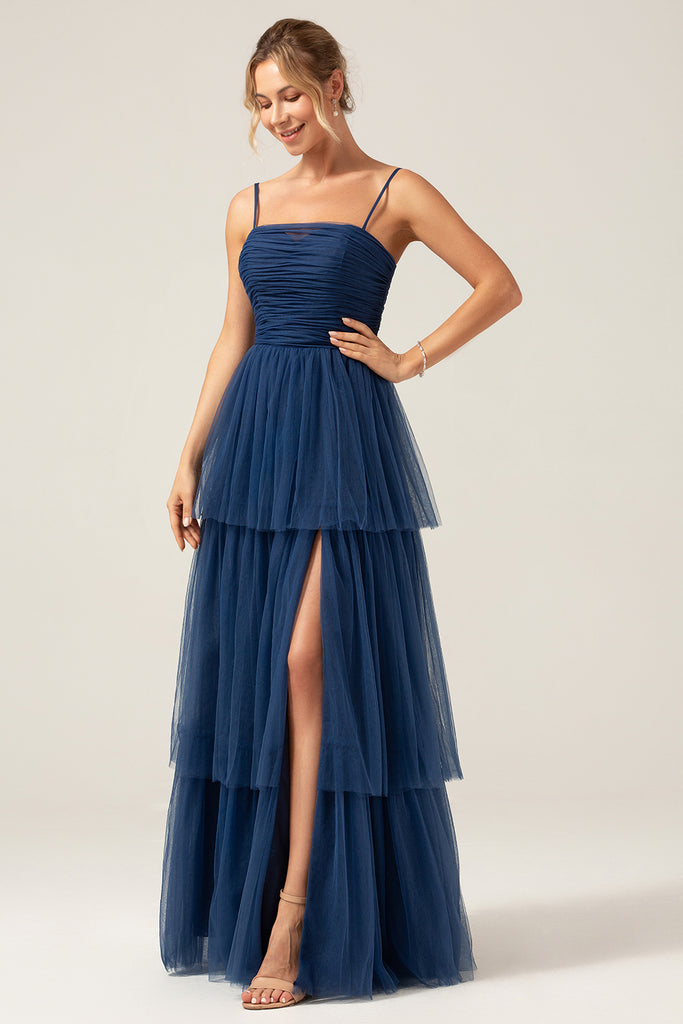 Vintage Ball Gown Spaghetti Straps Tulle Long Prom Dresses Party Dress Birthday Outfits Graduation Dresses DH1270 main image 0