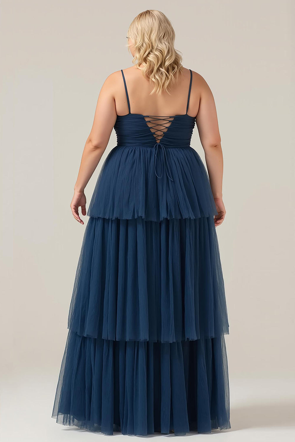 WEDTREND Women Plus Size Navy Bridesmaid Dress A Line Spaghetti Straps Tulle Long Prom Dress With Slit WEDTREND Women Plus Size Navy Bridesmaid Dress A Line Spaghetti Straps Tulle Long Prom Dress With Slit