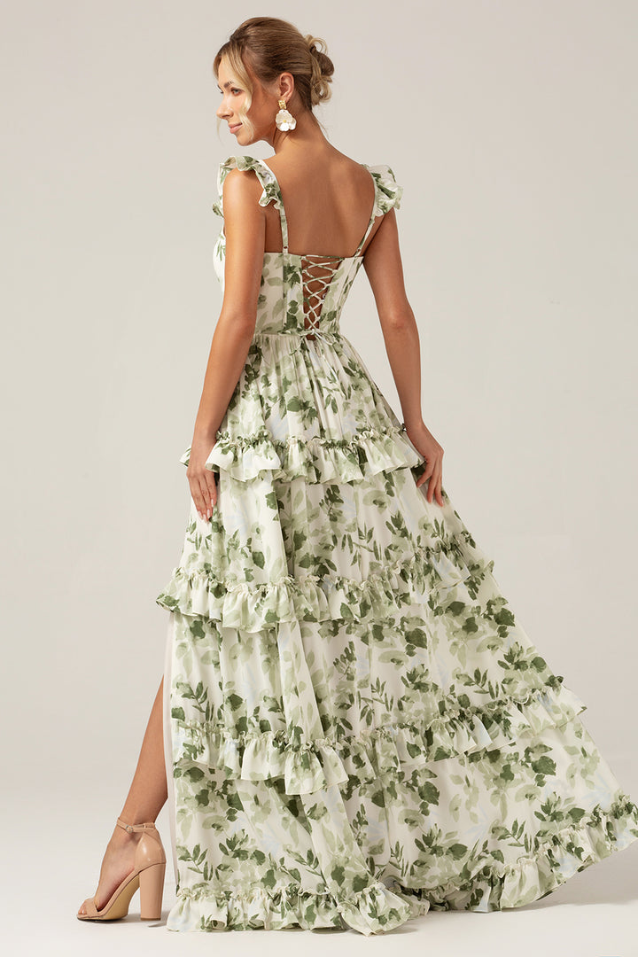 Ivory Tulle with Flowers Sweetheart A-line Long Prom Dress, Elegant Formal Dress