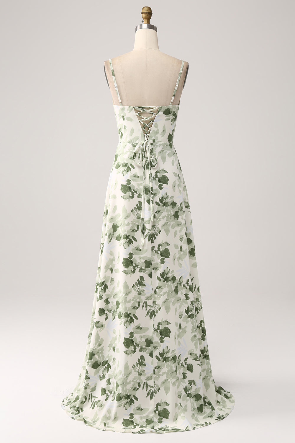 Wedtrend Women Green Bridesmaid Dress A-Line Spaghetti Straps Printed Long Prom Dress With Slit WEDTREND Wedtrend Women Green Bridesmaid Dress A-Line Spaghetti Straps Printed Long Prom Dress With Slit WEDTREND