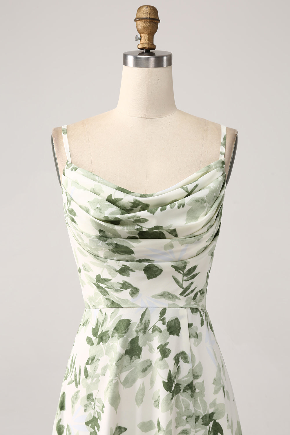 Wedtrend Women Green Bridesmaid Dress A-Line Spaghetti Straps Printed Long Prom Dress With Slit WEDTREND Wedtrend Women Green Bridesmaid Dress A-Line Spaghetti Straps Printed Long Prom Dress With Slit WEDTREND