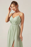 Dusty Sage A Line Spaghetti Straps Pleated Maternity Bridesmaid Dress