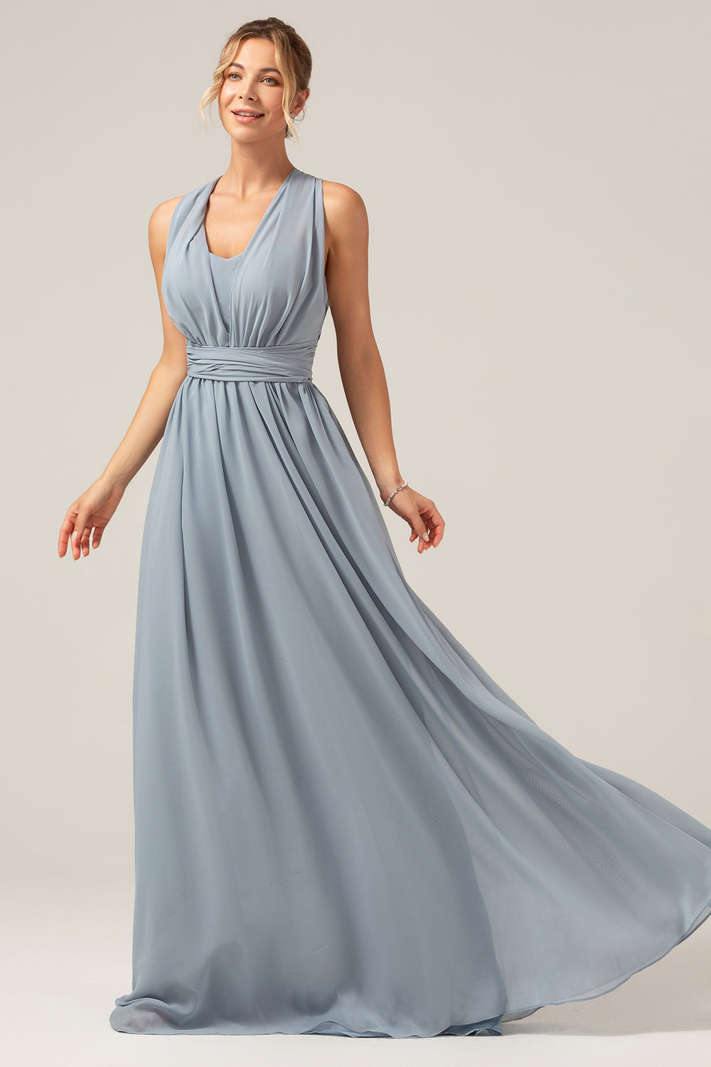 Wedtrend Women Maternity Bridesmaid Dress A Line Chiffon Convertible Dusty Blue Wedding Party Dress – WEDTREND