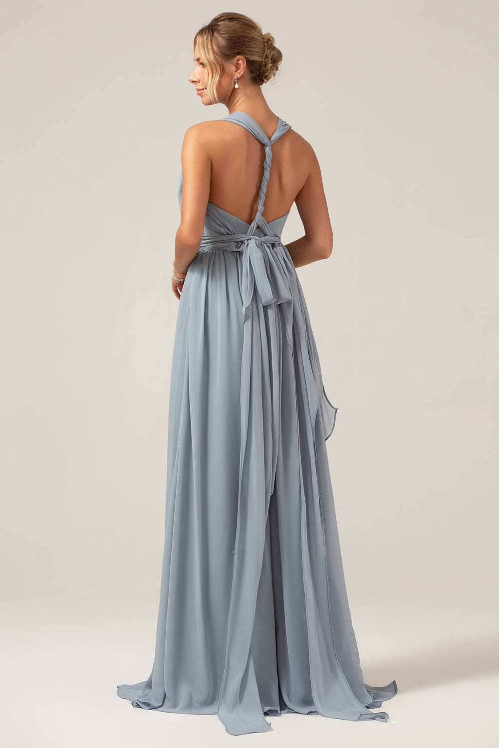 Wedtrend Women Maternity Bridesmaid Dress A Line Chiffon Convertible Dusty Blue Wedding Party Dress WEDTREND Wedtrend Women Maternity Bridesmaid Dress A Line Chiffon Convertible Dusty Blue Wedding Party Dress WEDTREND