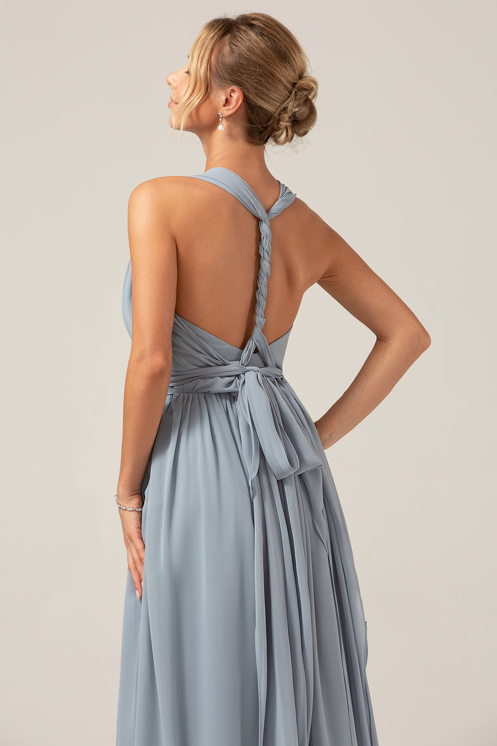 Wedtrend Women Maternity Bridesmaid Dress A Line Chiffon Convertible Dusty Blue Wedding Party Dress WEDTREND Wedtrend Women Maternity Bridesmaid Dress A Line Chiffon Convertible Dusty Blue Wedding Party Dress WEDTREND