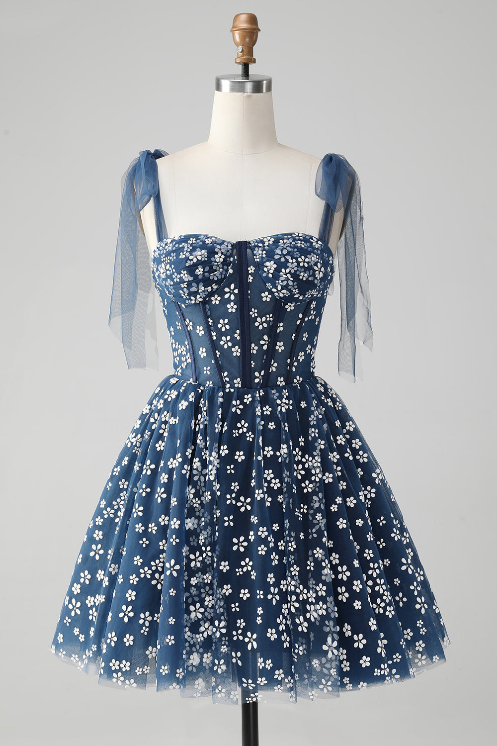 Wedtrend Women Cute Navy Corset Homecoming Dress Print A Line Spaghetti Straps Short Prom Dress with Lace-up Back WEDTREND Wedtrend Women Cute Navy Corset Homecoming Dress Print A Line Spaghetti Straps Short Prom Dress with Lace-up Back WEDTREND