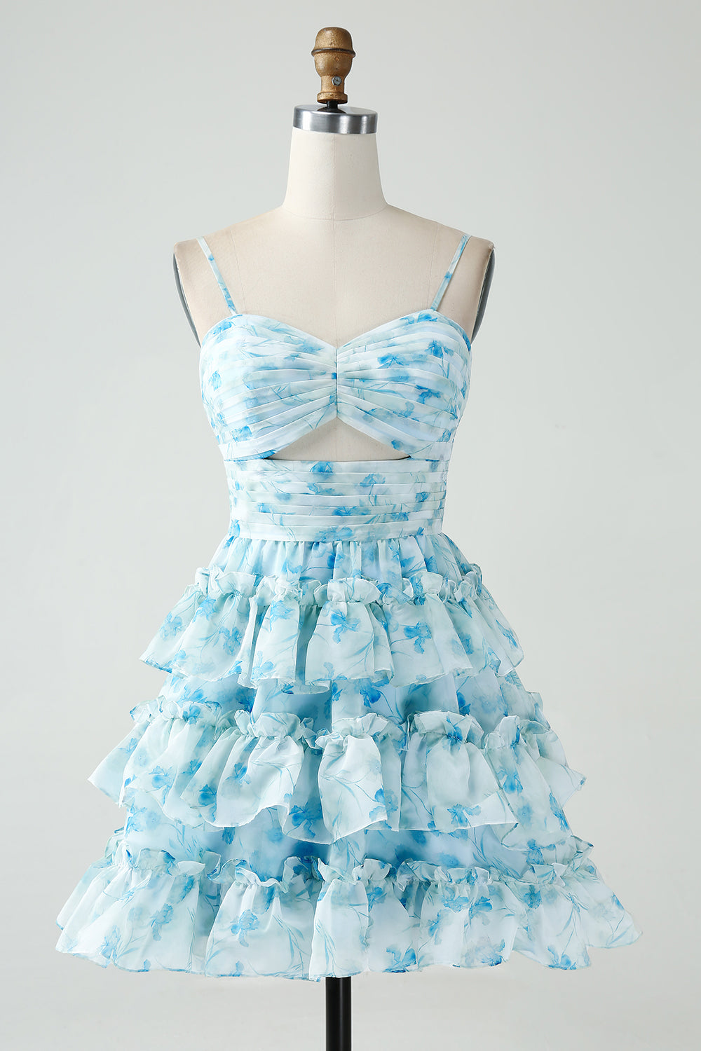 Wedtrend Women Blue Flower Short Homecoming Dress A-Line Tiered Pleated Graduation Dress WEDTREND Wedtrend Women Blue Flower Short Homecoming Dress A-Line Tiered Pleated Graduation Dress WEDTREND