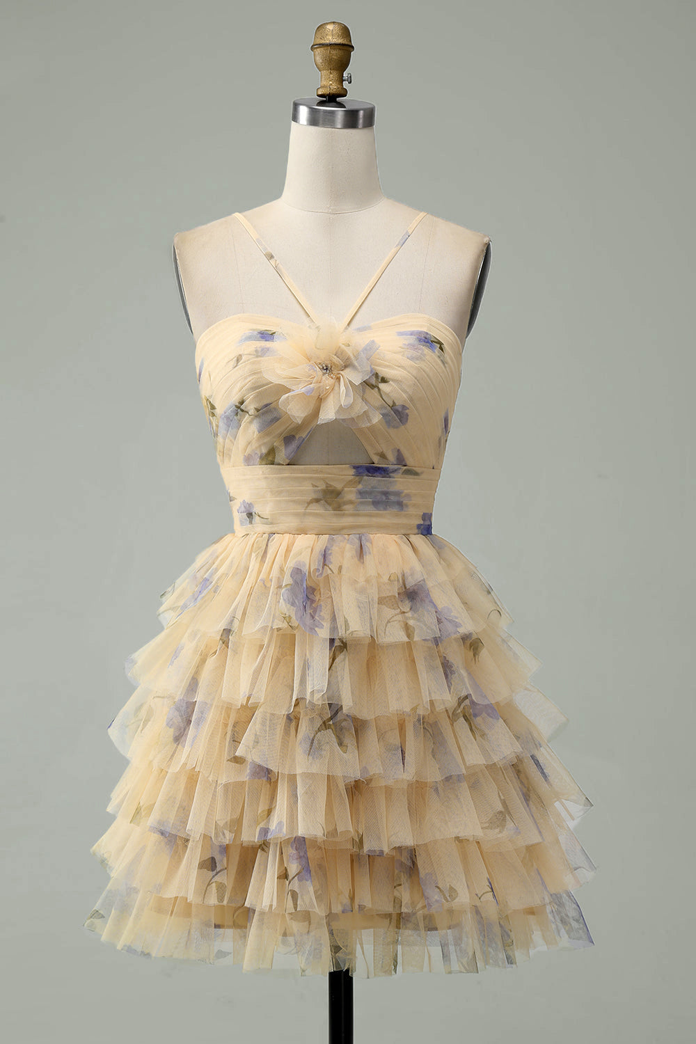 Wedtrend Women Yellow Flower Short Homecoming Dress A-Line Tiered Pleated Cocktail Party Dress WEDTREND Wedtrend Women Yellow Flower Short Homecoming Dress A-Line Tiered Pleated Cocktail Party Dress WEDTREND