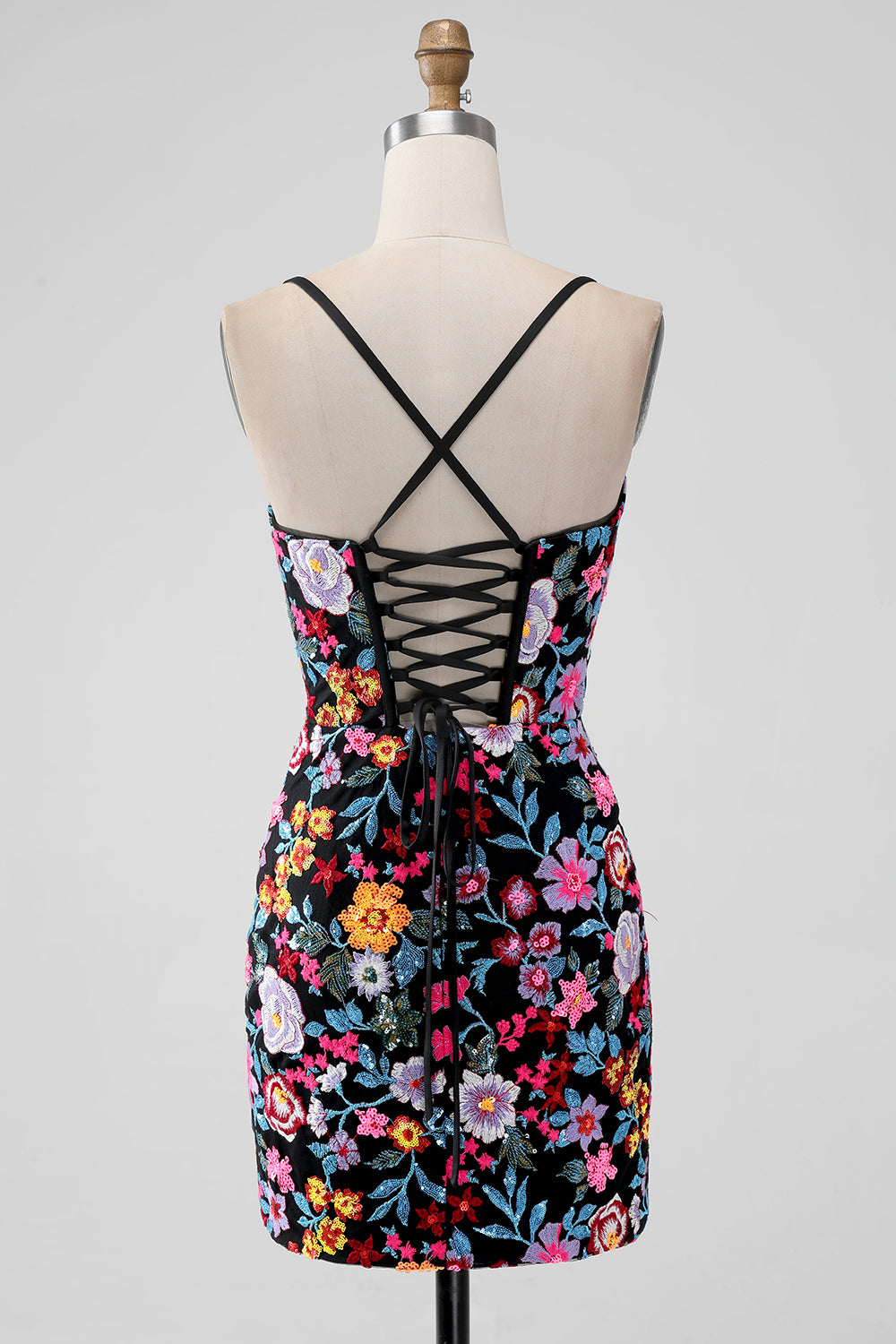 Wedtrend Women Black Flower Short Homecoming Dress Mermaid Spaghetti Straps Embroidered Cocktail Dress WEDTREND Wedtrend Women Black Flower Short Homecoming Dress Mermaid Spaghetti Straps Embroidered Cocktail Dress WEDTREND