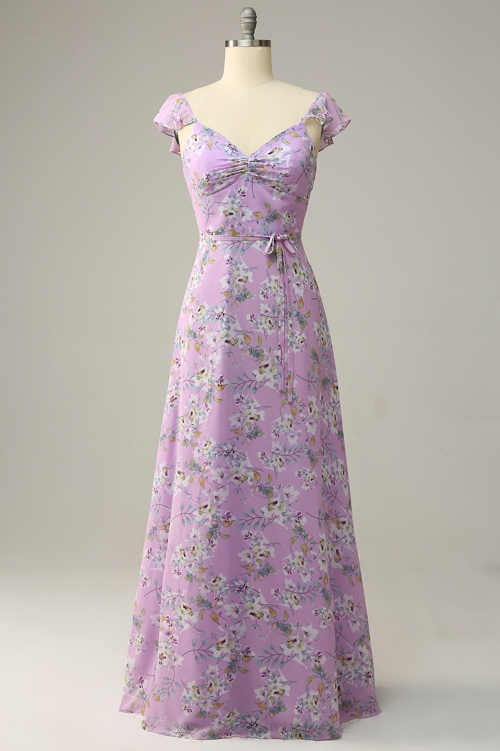 Wedtrend Women Purple White Flower Bridesmaid Dress A Line V Neck Chiffon Wedding Party Formal Dress WEDTREND Wedtrend Women Purple White Flower Bridesmaid Dress A Line V Neck Chiffon Wedding Party Formal Dress WEDTREND