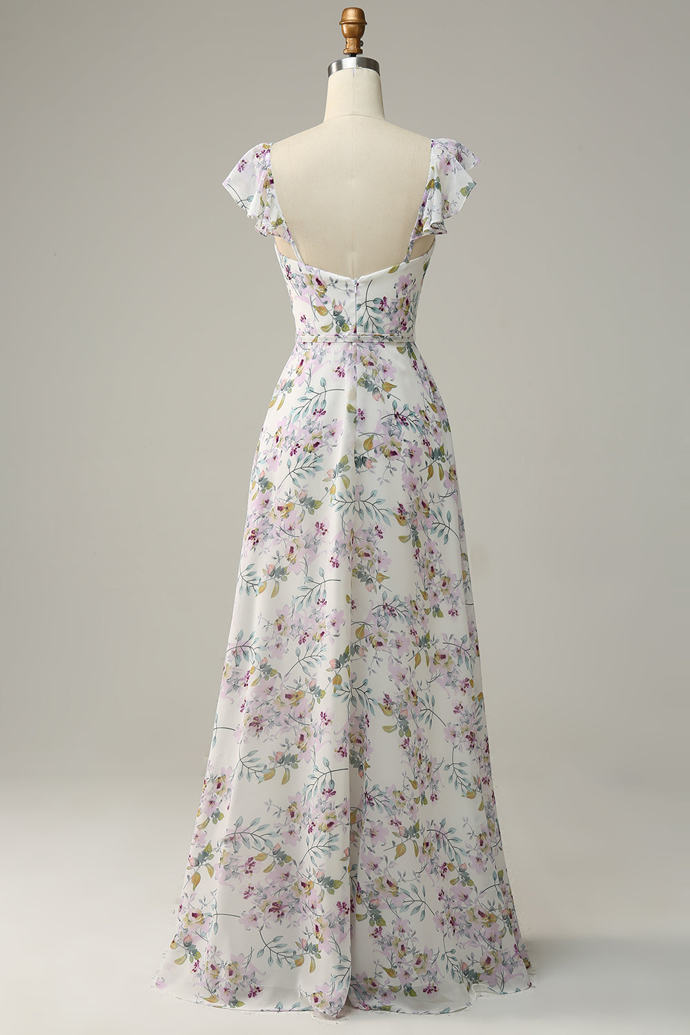 Wedtrend Women Bridesmaid Dress White Purple Flower A Line V Neck