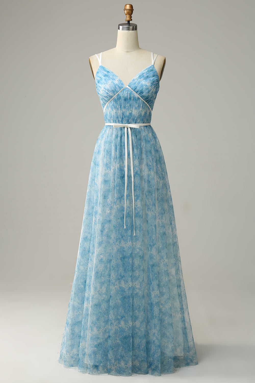 light blue patterned bridesmaid dress Blue Rococo Floral Bridesmaid Dress Chiffon Size XL