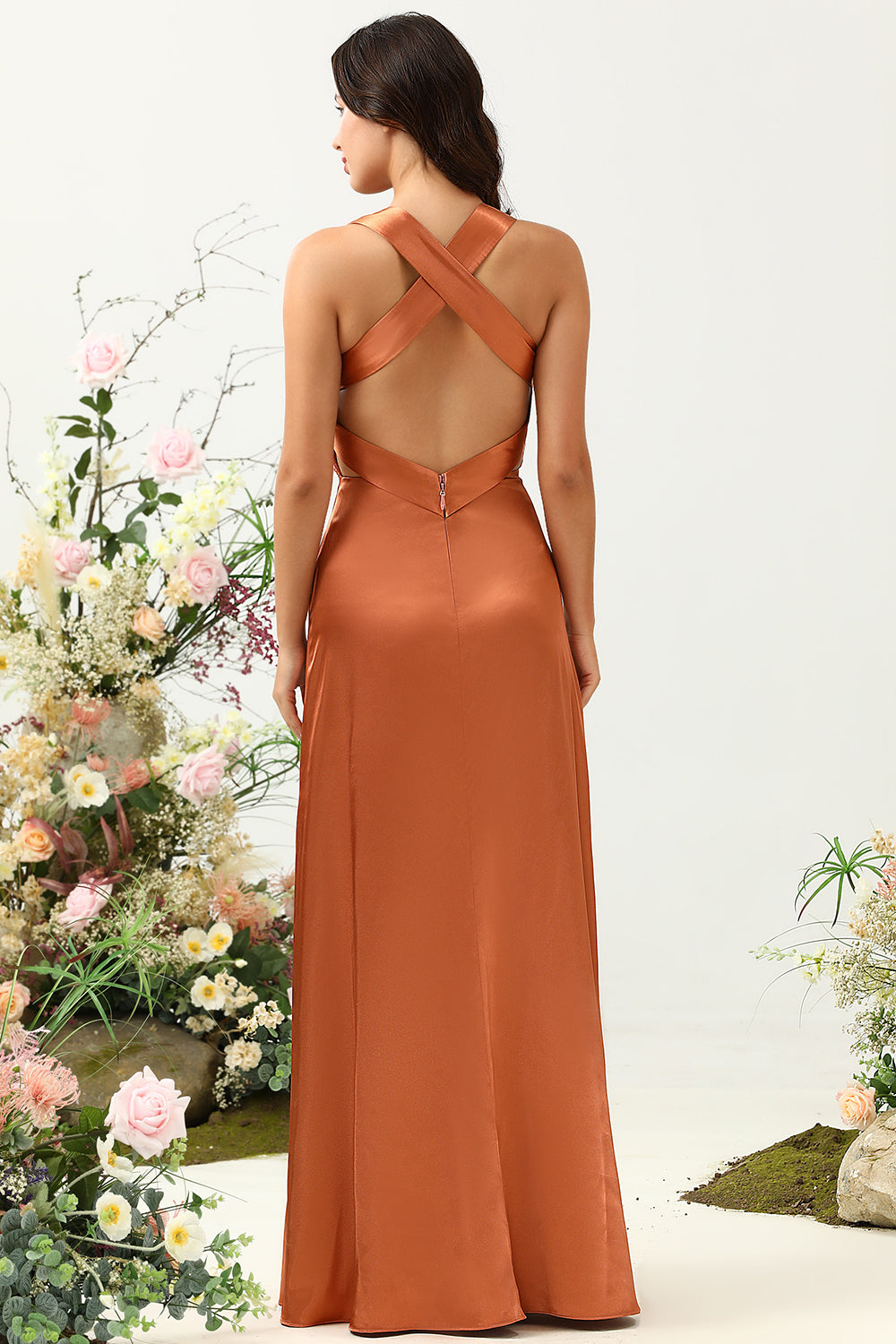 bridesmaid dresses copper Sheath/Column Velvet Long Dresses, BN1091 and a leg slit to dance the night away. Copper Bridesmaid Dresses | VowSatin