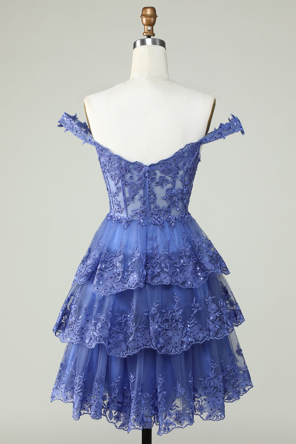 Wedtrend Women Sparkly Purple Corset Tiered Short Homecoming Dress with Lace Straps Party Dress, Dark Blue / US16 Wedtrend Women Sparkly Purple Corset Tiered Short Homecoming Dress with Lace Straps Party Dress, Dark Blue / US16
