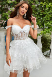 Ball-Gown/Princess Off The Shoulder Corset Short Wedding Dress