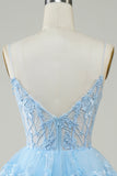Cute Pink A Line Spaghetti Straps Sparkly Sequin Tiered Corset Short Homecoming Dress