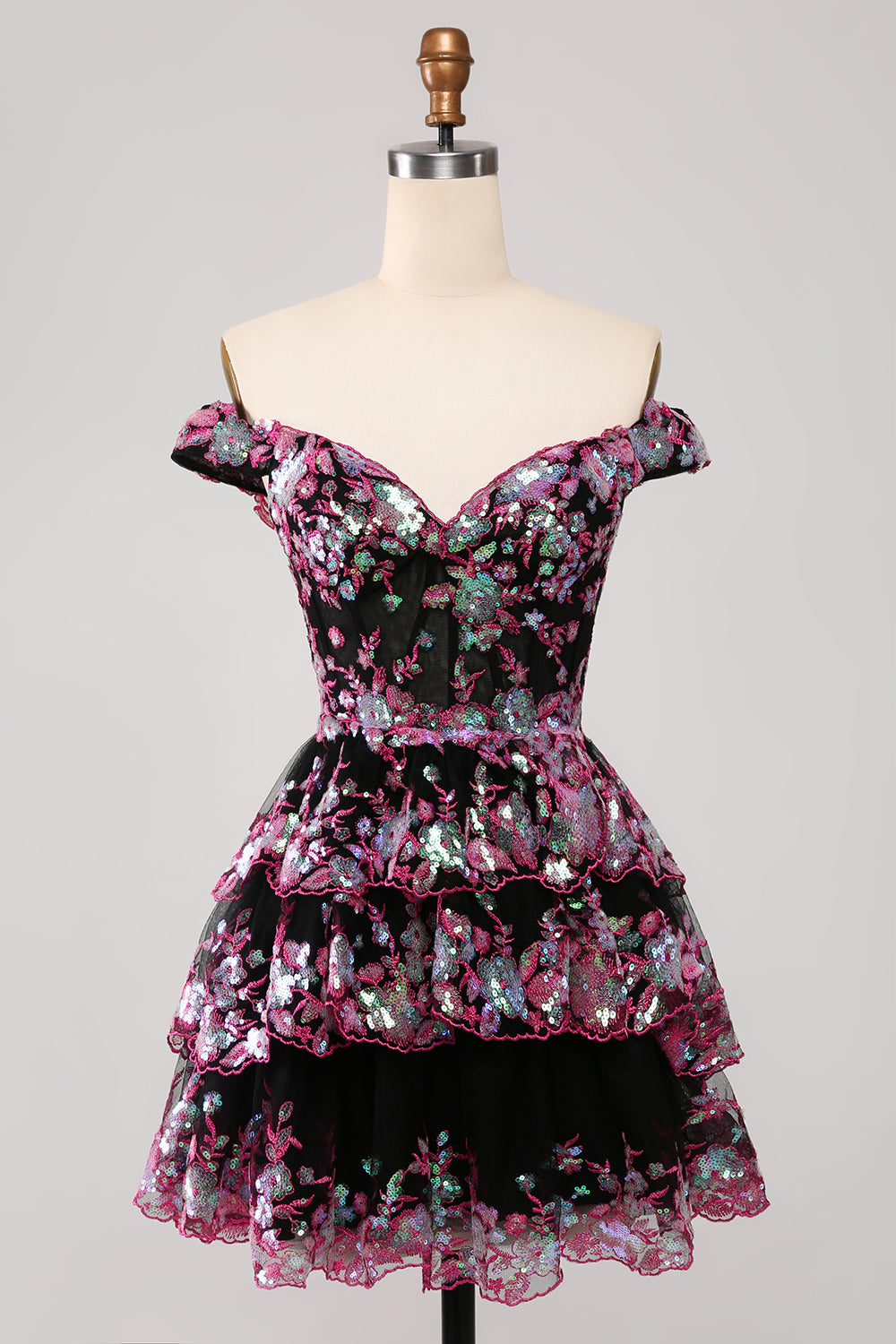black and pink hoco dress Pink V Neck Tulle Lace Short Prom Dress, Pink Homecoming Dress US 10 / Pink