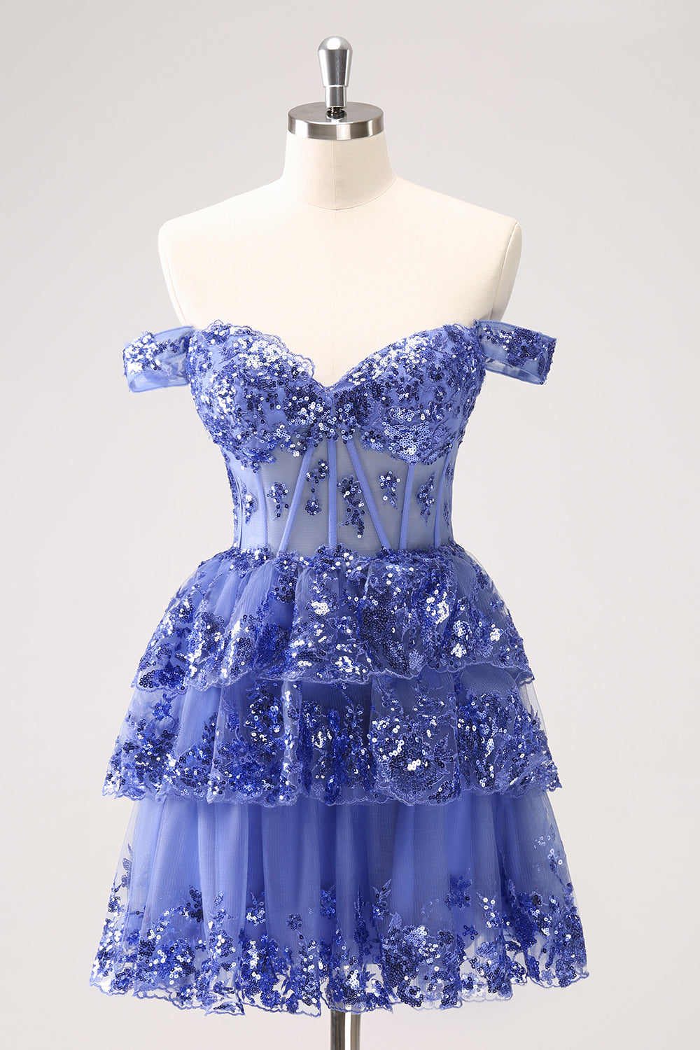 Wedtrend Women Sparkly Dark Blue Homecoming Dress with Sequins A Line Off The Shoulder Corset Tiered Short Cocktail Dress WEDTREND Wedtrend Women Sparkly Dark Blue Homecoming Dress with Sequins A Line Off The Shoulder Corset Tiered Short Cocktail Dress WEDTREND