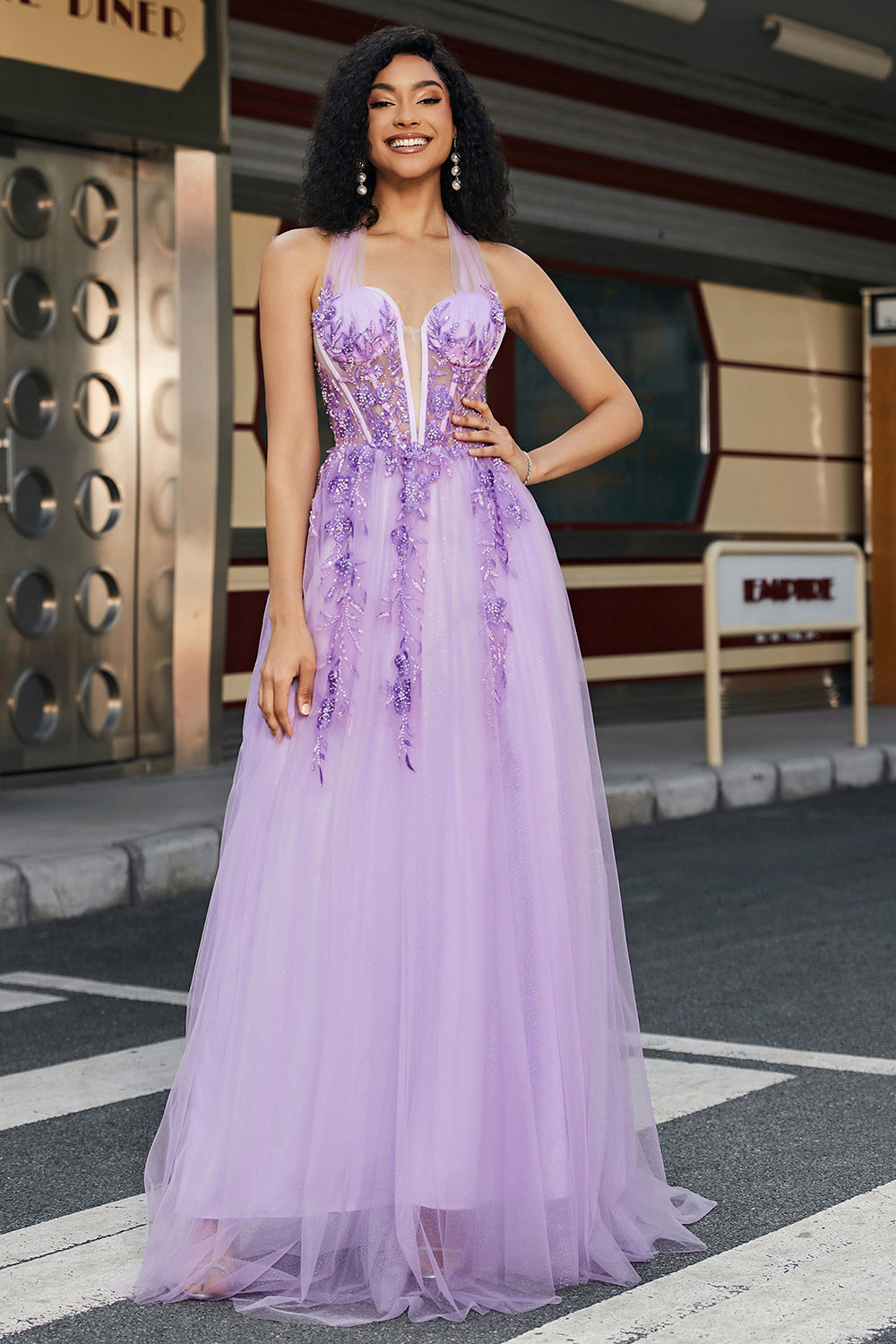 Tulle Sequins Long Prom Dress with Sheer Corset Bodice and Ruffle Skir –  DressesTailor