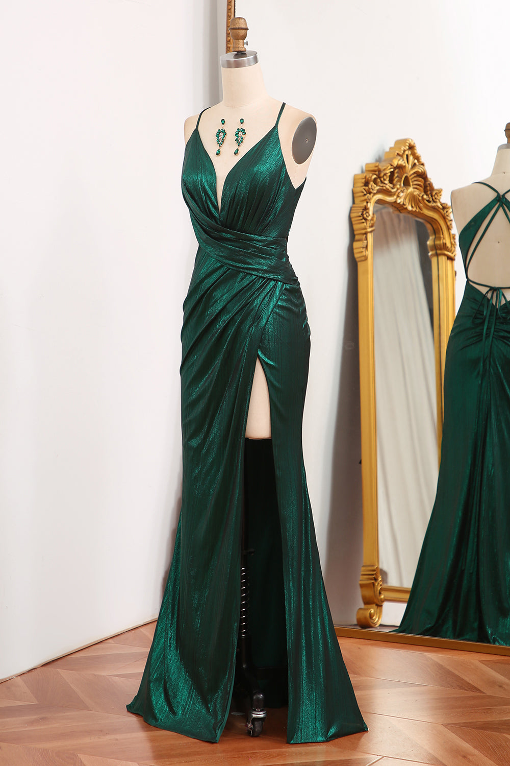WEDTREND Women Sparkly Dark Green Prom Dress Mermaid Spaghetti Straps Long Evening Dress with Open Back WEDTREND Women Sparkly Dark Green Prom Dress Mermaid Spaghetti Straps Long Evening Dress with Open Back