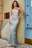 Dark Green Mermaid One Shoulder Glitter Sequins Prom Dress