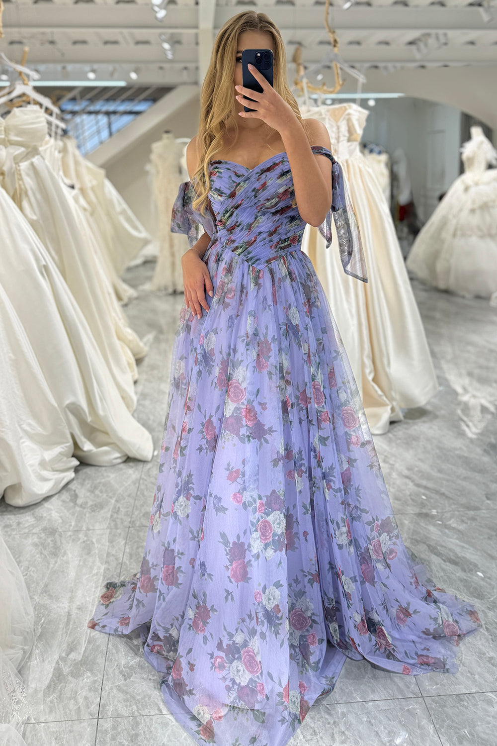 Wedtrend Women Convertible Lavender Prom Dress A-Line Tulle Off The Shoulder Pleated Party Dress, Lavendar / US10 Wedtrend Women Convertible Lavender Prom Dress A-Line Tulle Off The Shoulder Pleated Party Dress, Lavendar / US10