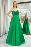 Princess Dark Green A Line Sweetheart Mirror Long Prom Dress