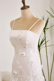 Classy Spaghetti Straps Bodycon Midi White Graduation Dress With Appliques