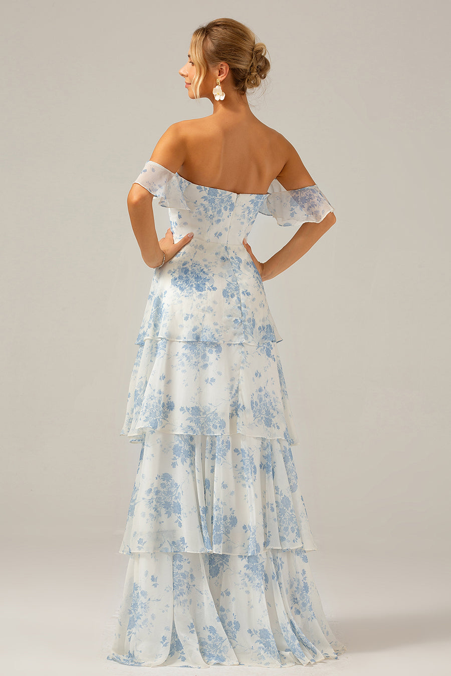 blue printed bridesmaid dresses Blue Floral main image 0