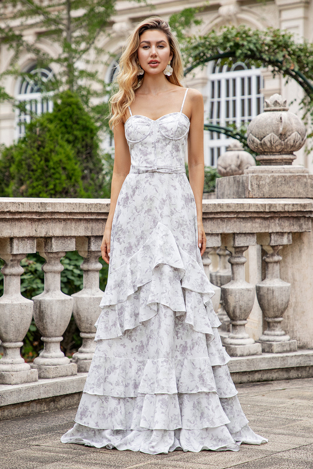 Wedtrend Women Brown Flower Bridesmaid Dress A Line Spaghetti