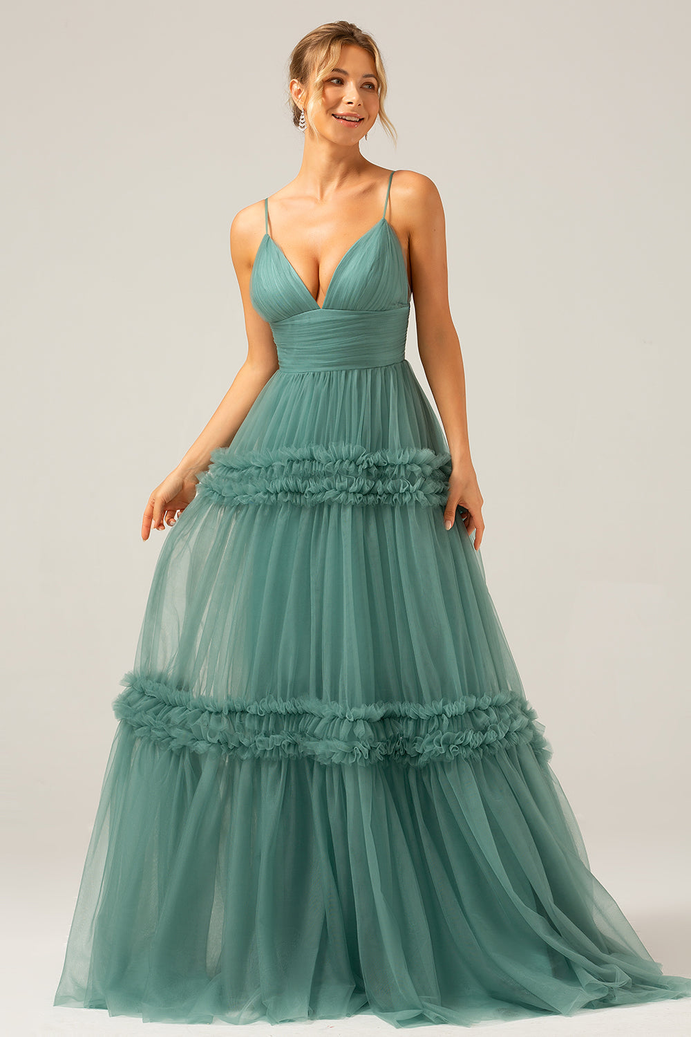 Wedtrend Women Grey Green Long Bridesmaid Dress A-Line Spaghetti Straps Pleated Backless Wedding Party Dress WEDTREND Wedtrend Women Grey Green Long Bridesmaid Dress A-Line Spaghetti Straps Pleated Backless Wedding Party Dress WEDTREND