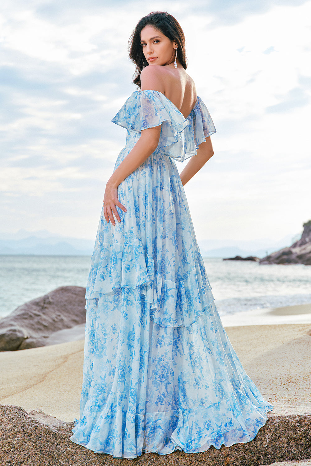 chiffon tiered maxi dress Wedtrend Women White Blue Flower Chiffon Long Bridesmaid Dress A-Line Off The Shoulder Tiered Wedding Guest Dress WEDTREND chiffon tiered maxi dress Wedtrend Women White Blue Flower Chiffon Long Bridesmaid Dress A-Line Off The Shoulder Tiered Wedding Guest Dress WEDTREND
