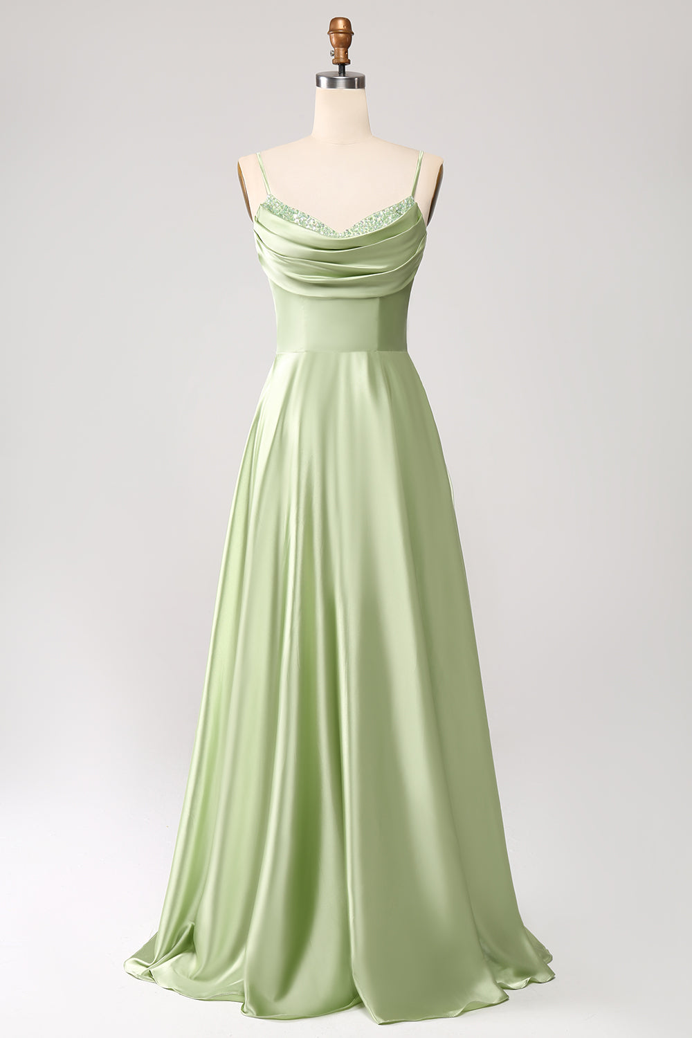 Wedtrend Women Green Prom Dress A-Line Cowl Neck Spaghetti Straps Long Maxi Dress With Sequins WEDTREND Wedtrend Women Green Prom Dress A-Line Cowl Neck Spaghetti Straps Long Maxi Dress With Sequins WEDTREND