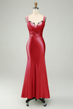 Green Mermaid Asymmetrical Satin Bridesmaid Dress