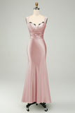 Green Mermaid Asymmetrical Satin Bridesmaid Dress