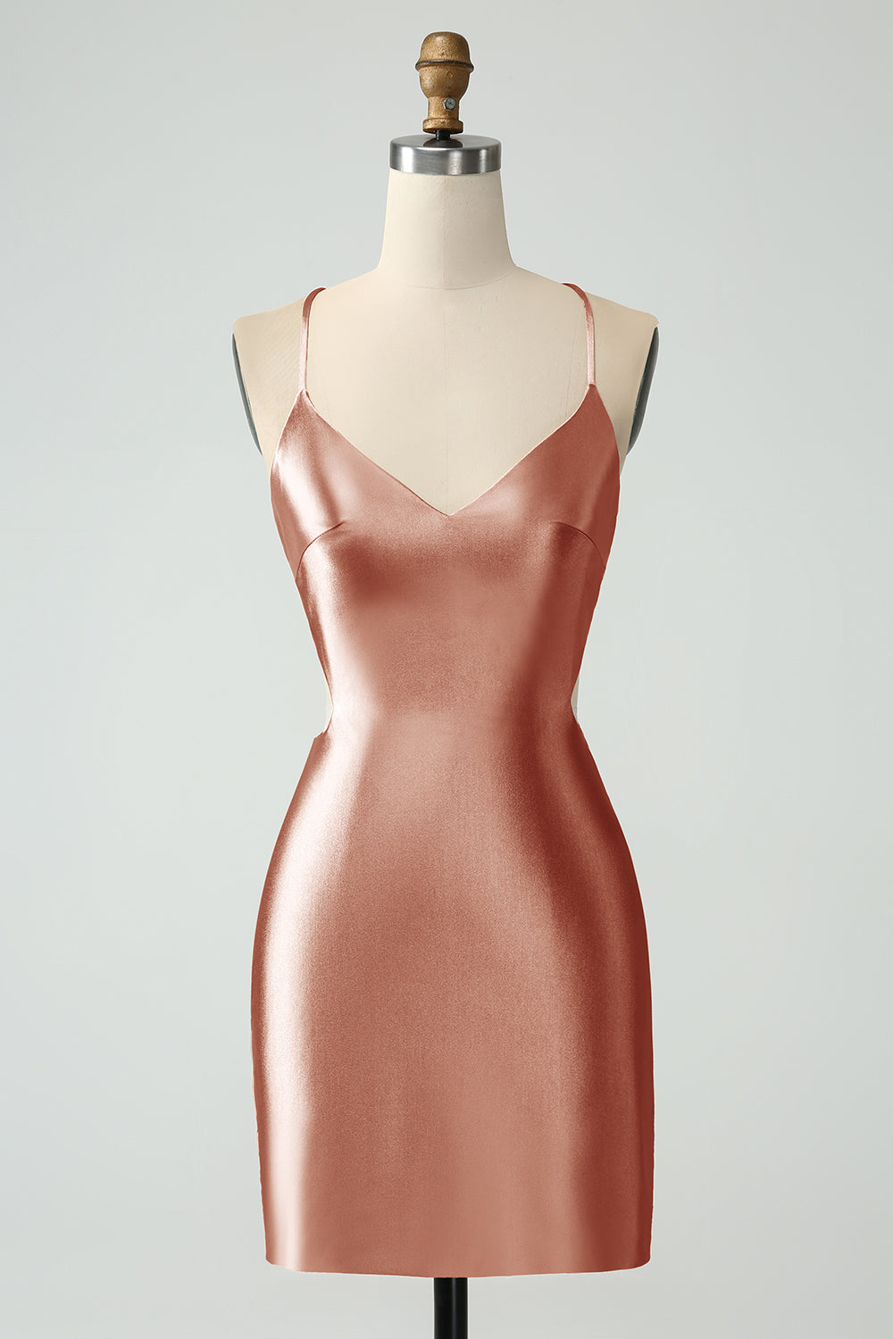 Wedtrend Women Bodycon Golden Short Homecoming Dress Spaghetti Straps Lace-up Back Cocktail Dress WEDTREND Wedtrend Women Bodycon Golden Short Homecoming Dress Spaghetti Straps Lace-up Back Cocktail Dress WEDTREND