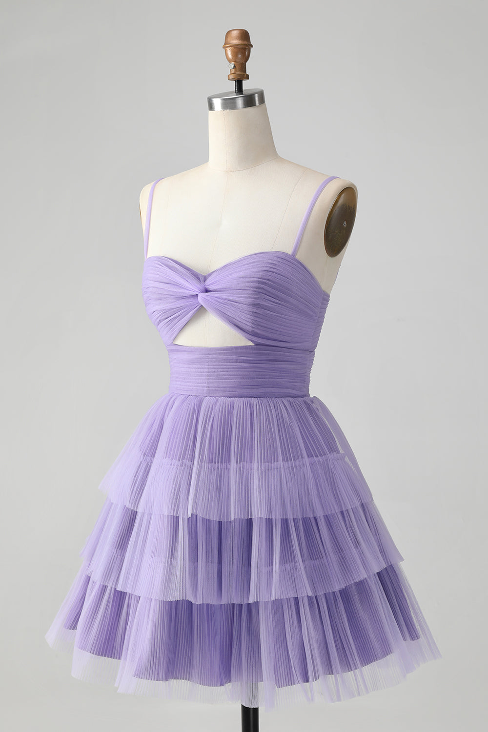 Wedtrend Women Cute Purple Tiered Short Homecoming Dress with Hollow Out A Line Spaghetti Straps Cocktail Dress, Purple / US2 Wedtrend Women Cute Purple Tiered Short Homecoming Dress with Hollow Out A Line Spaghetti Straps Cocktail Dress, Purple / US2