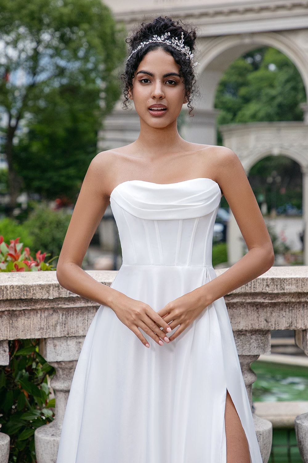 white wedding dress strapless Satin Ivory L Dree by Grace Loves Lace Designed for a close body fit Bridesmaid Dress Long Strapless Chiffon