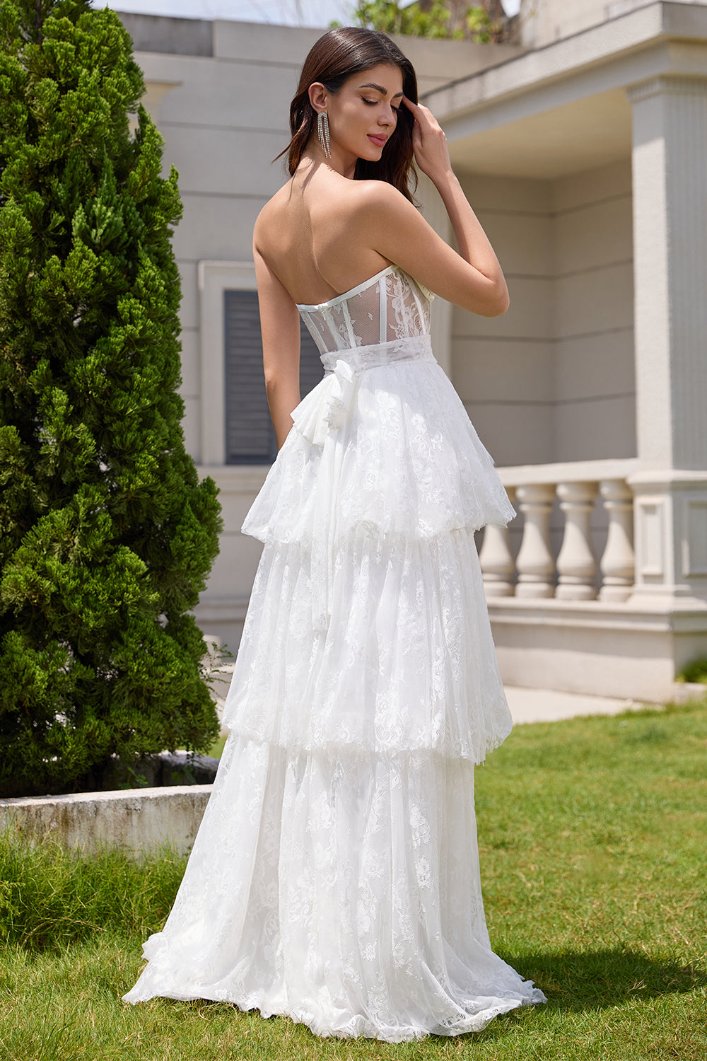 Wedtrend Women White Sweetheart Wedding Dress with Appliques Lace A Line Corset Tiered Long Bridal Party Dress – WEDTREND Wedtrend Women White Sweetheart Wedding Dress with Appliques Lace A Line Corset Tiered Long Bridal Party Dress – WEDTREND