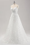 A Line Off The Shoulder Corset White Wedding Dress with Detachable Sleeves