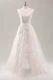 White A Line Off The Shoulder Corset Wedding Dress with Appliques Lace