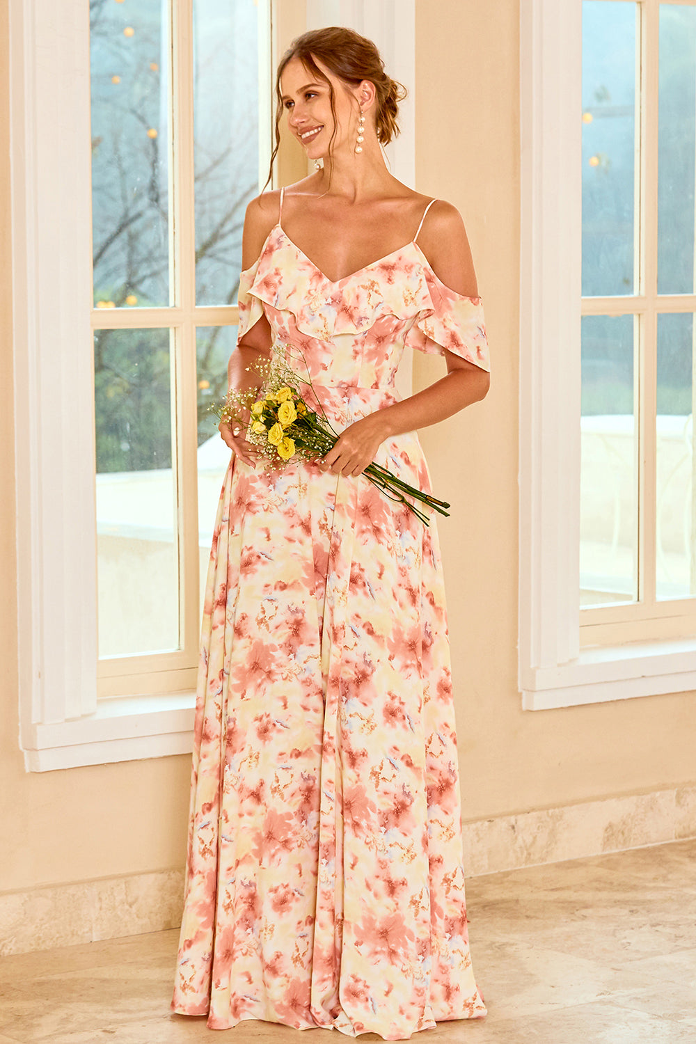Wedtrend Women Long Bridesmaid Dress Blue Floral Print A Line Off the Shoulder Party Dress WEDTREND Wedtrend Women Long Bridesmaid Dress Blue Floral Print A Line Off the Shoulder Party Dress WEDTREND