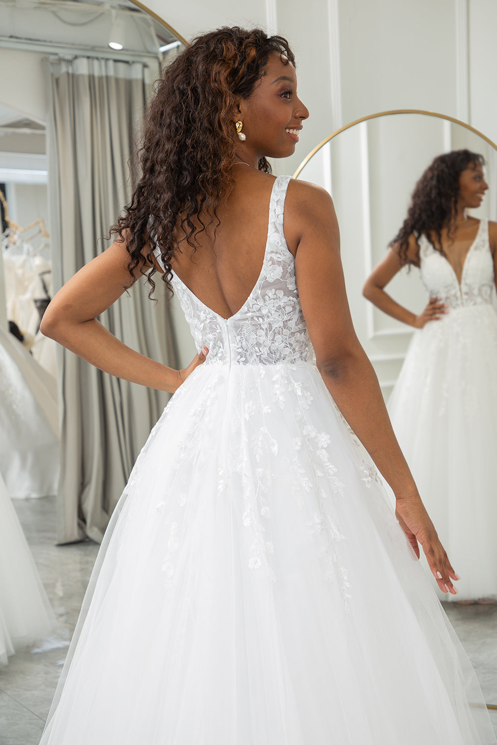 V neck best sale corset wedding dress