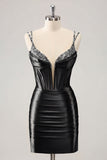 Gorgeous Golden Bodycon Corset Short Metallic Homecoming Dress with Sequins