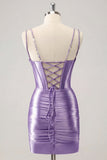 Gorgeous Golden Bodycon Corset Short Metallic Homecoming Dress with Sequins