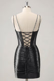Gorgeous Golden Bodycon Corset Short Metallic Homecoming Dress with Sequins