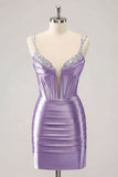 Gorgeous Golden Bodycon Corset Short Metallic Homecoming Dress with Sequins
