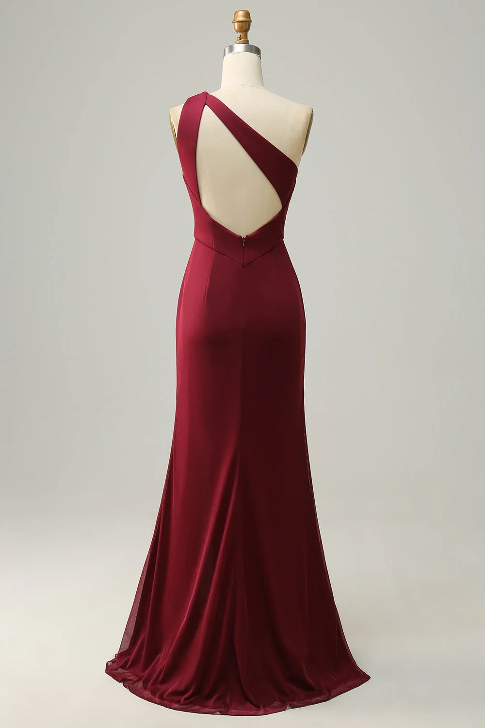 WEDTREND Women Burgundy Bridesmaid Dress Mermaid One Shoulder Ruched Long Wedding Party Dress with Slit WEDTREND Women Burgundy Bridesmaid Dress Mermaid One Shoulder Ruched Long Wedding Party Dress with Slit