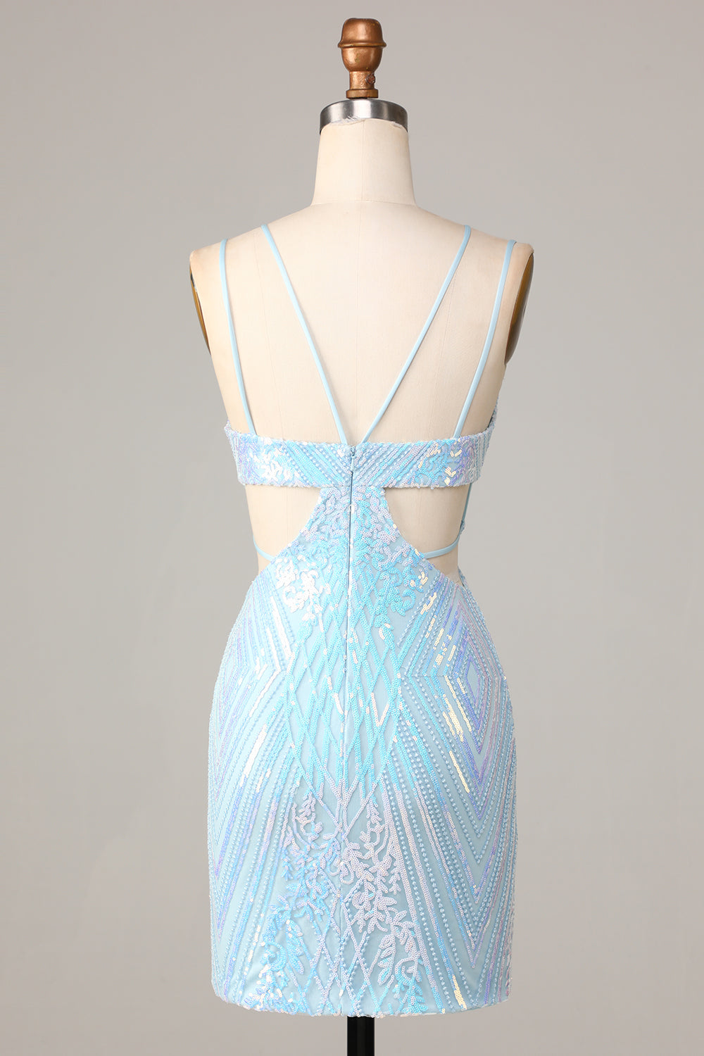 Wedtrend Women Stunning Blue Sequins Short Homecoming Dress Bodycon Spaghetti Straps Cocktail Dress with Cut-Out WEDTREND Wedtrend Women Stunning Blue Sequins Short Homecoming Dress Bodycon Spaghetti Straps Cocktail Dress with Cut-Out WEDTREND